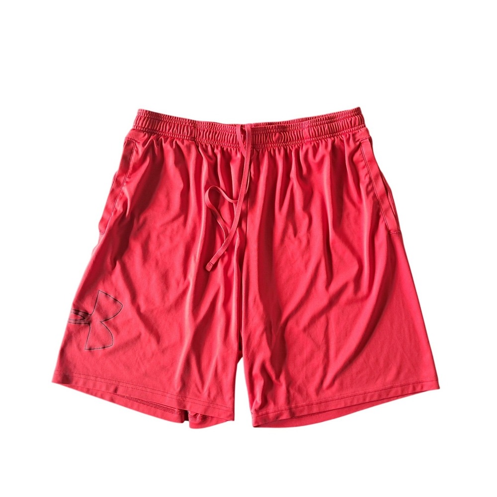 Under Armour Mens XL Red Loose Fit Athletic‎ Gym Training Shorts Drawstring Logo